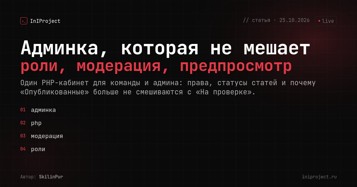 Админка, которая не мешает: роли, модерация, предпросмотр