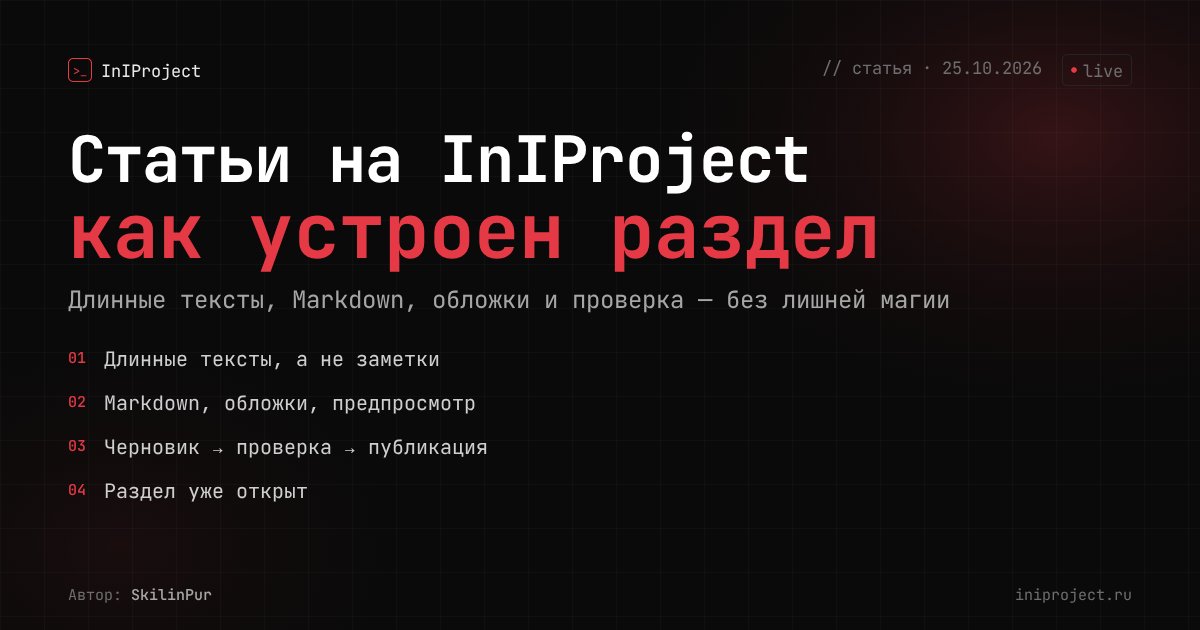 Статьи на InIProject: как устроен раздел